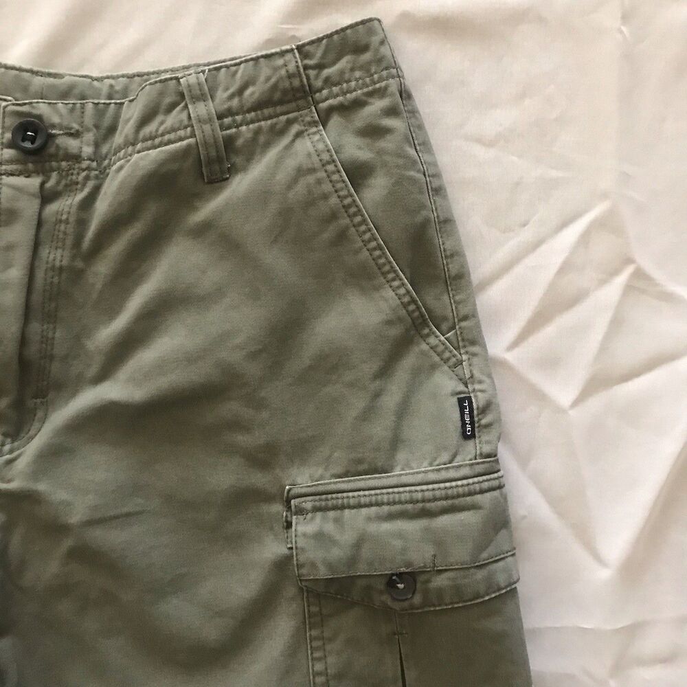 O'Neill Olive Green Outdoor Hiking Cargo Cotton Mens Shorts Size 31 - Picture 2 of 9